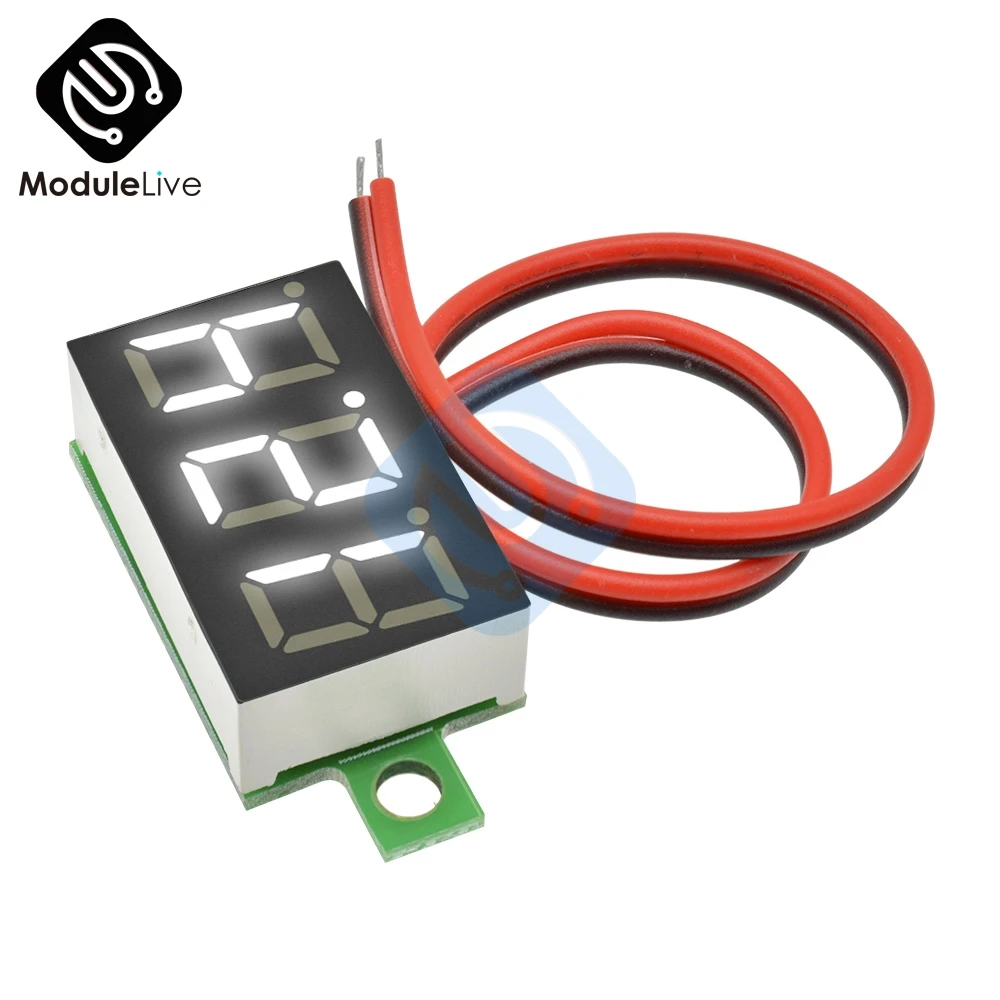 0.36 Inch 2 wire Red Blue White Green Mini Digital LED Display Voltmeter Panel Volt Voltage Meter Adjustment Voltmeter for Cars