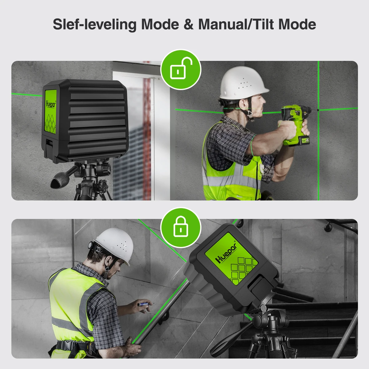 Imagem -04 - Huepar-green Beam Self-nivelamento Laser Level Tools B011g Lines Cruz Horizontal e Vertical Importado Alemanha