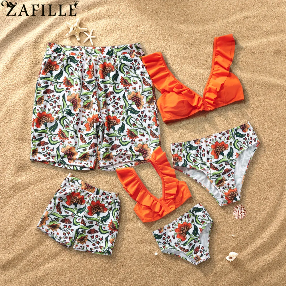 ZAFILLE Women's Swimwear 2021 Ruffle Swimsuit Kids Swimming Suit for Women Swimsuit Children's Swimwear Family Girls' Swimsuit