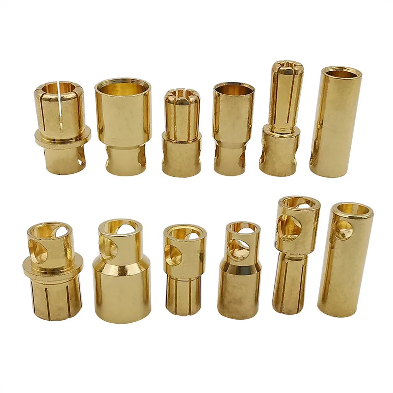 2Pair Gold-Plated 5mm 6mm 8mm Bullet Banana Connector Plugs for RC Model Battery ESC