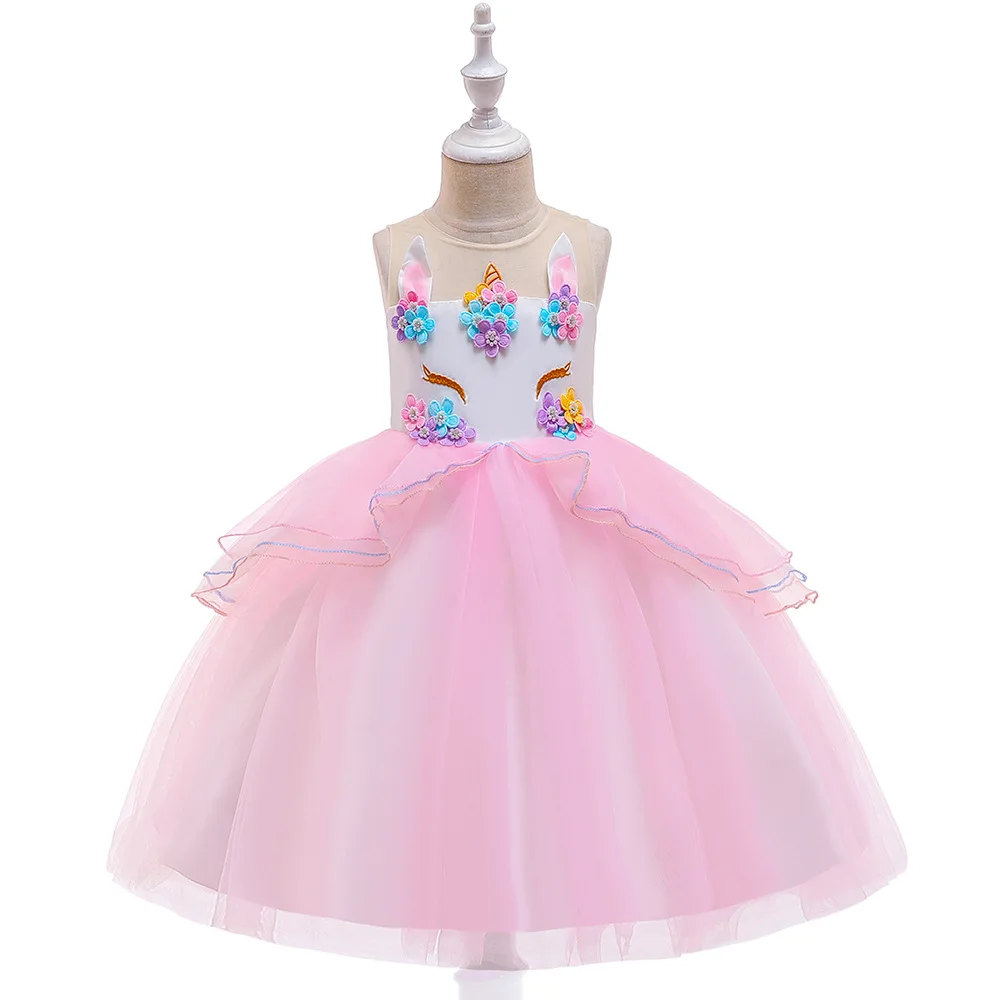 

Summer Cake Unicorn Dresses Cosplay Children Clothes Kids Dress for Girl Tutu Gown Party Birthday Princess Performance Dress