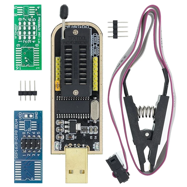 Moduł programatora USB CH341 24 25 do EEPROM Flash BIOS, klips testowy SOIC8 SOP8 do EEPROM 93CXX / 25CXX / 24CXX, zestaw DIY