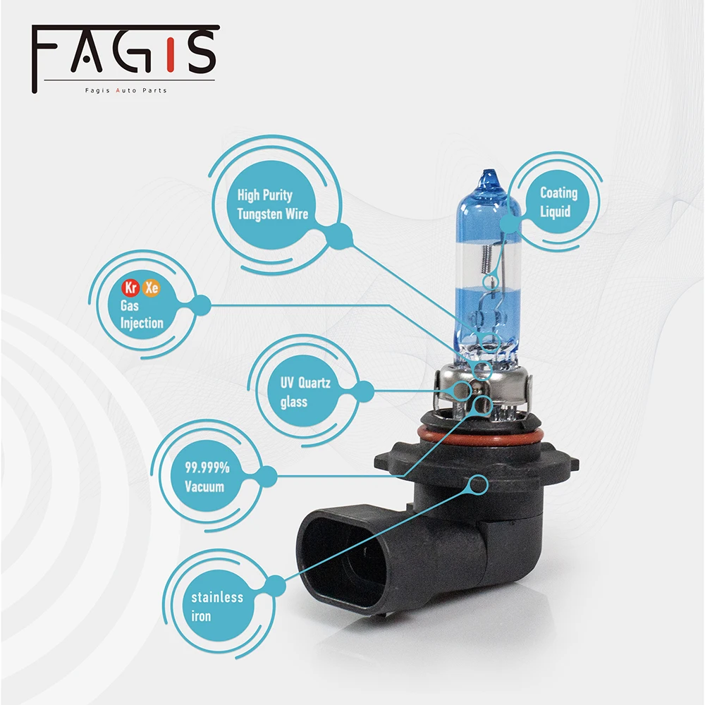 Fagis Hot Sale Lampada H3 H4 H7 Car Headlight Lamp 9005 HB3 9006 HB4 9012 Hir2 H8 H9 H11 Fog Lights Auto Halogen Bulbs
