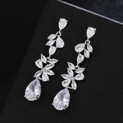 Emmaya Fascinating Design Long Earring Noble Cubic Zircon Decoration For Women&Girls Elegant Three Colors Choice Party Gift
