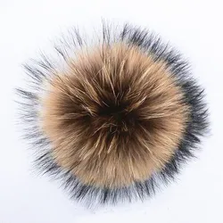 Nature 14cm real raccoon fur pom poms for knittted beanies caps  Pompoms for Skullies hats gorros