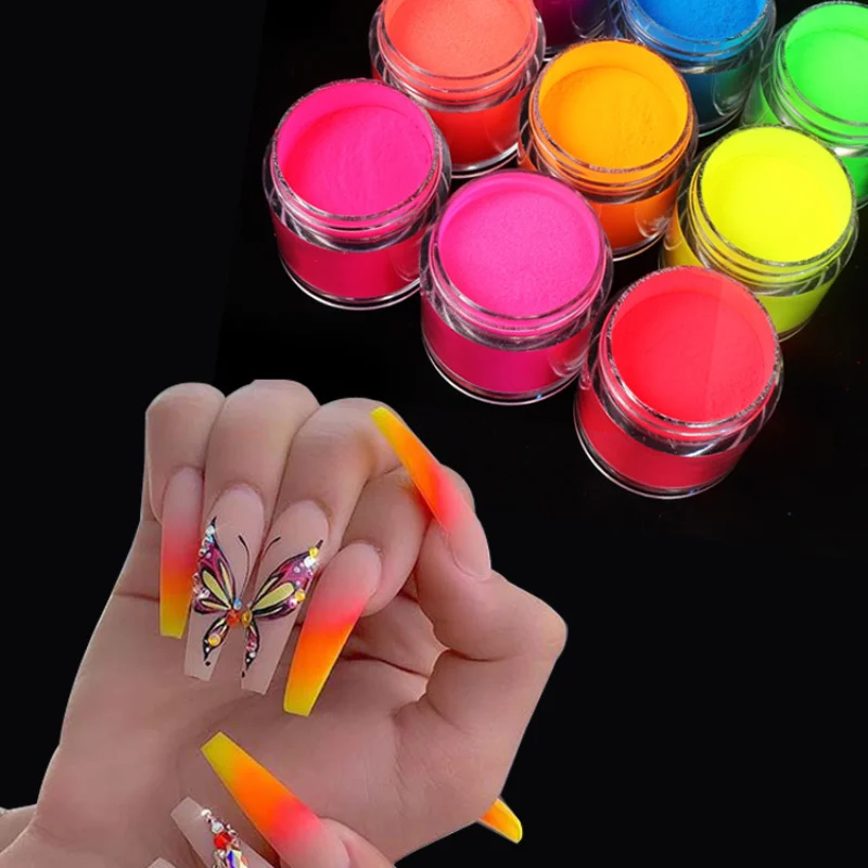 5G Acrylic Powder Neon Pigment Crystal Powders for Nail Polish Nail Art Decorations Professional Nail Accessory