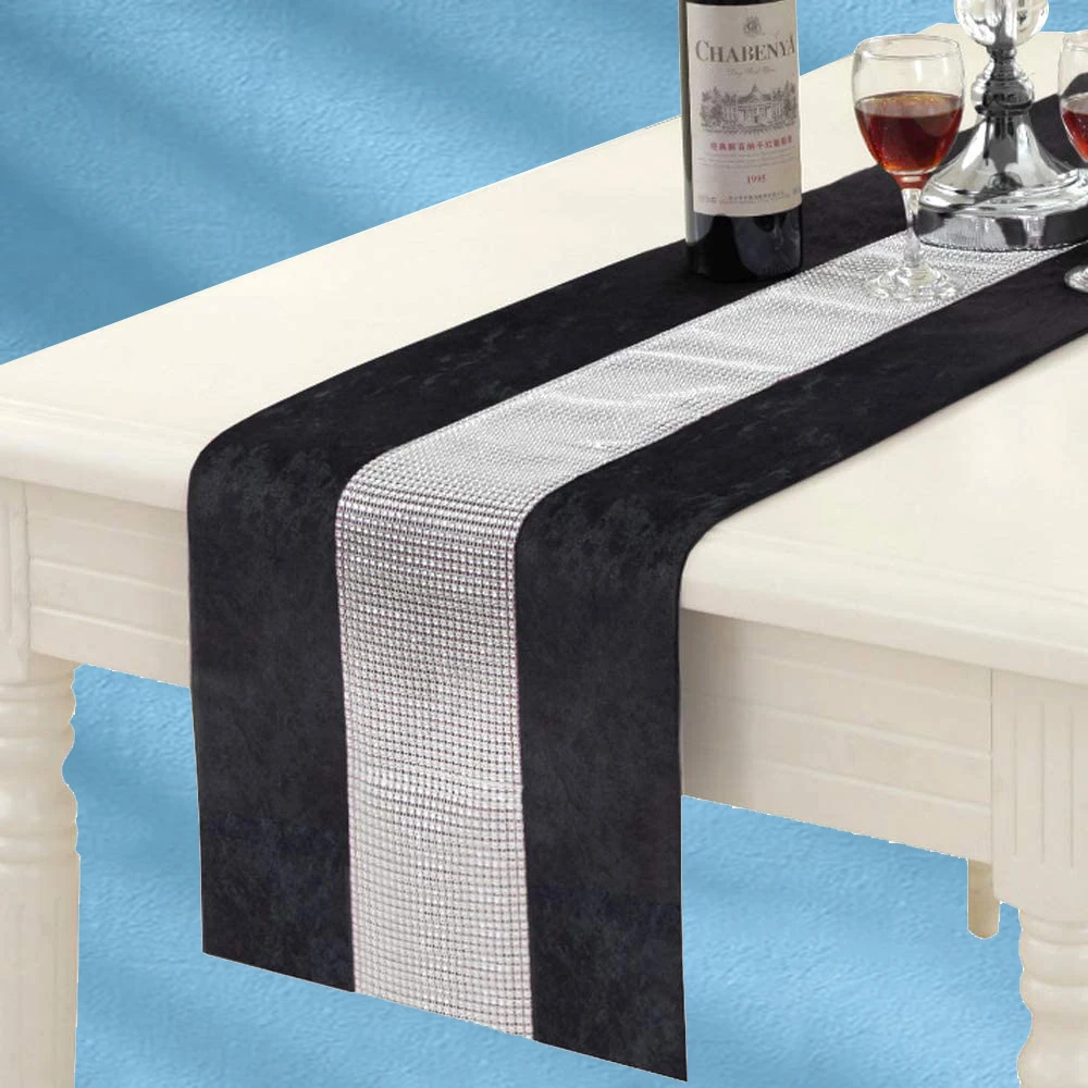 

Glam Table Runner with Diamante Strip Rectangular Dining Table Dresser Runners for Home Kitchen Party Wedding Festival Decor