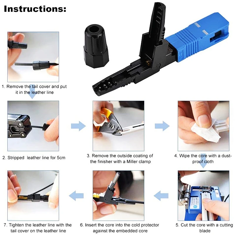 Htoc Sc/UPC-P Glasvezelkabel Snelle Connector Adapter Ftth Ingebed Glasvezel Snelle Montage Connector Single Mode