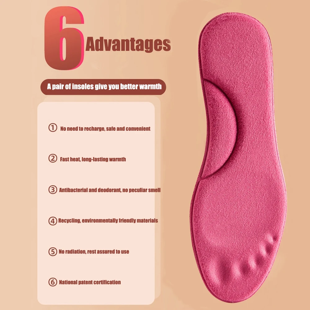 Self Heated Thermal Insoles for Feet Warm Memory Foam Arch Support Insoles for Women Winter Sports Shoes Self-heating Shoe Pads