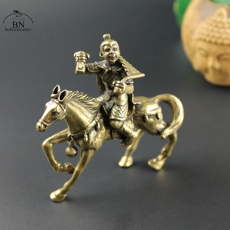 Pure Copper Monkey Riding Horse Statue Miniature Figurines Home Desk Feng Shui Ornaments Crafts Decor Bring Good Luck And Wealth