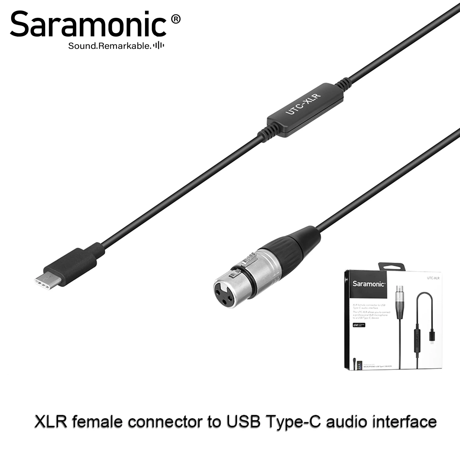 Saramonic UTC-XLR 6M Cable Adapter With XLR Female Input & USB Type-C Audio Interface for Pro XLR Mic & Android Smartphone