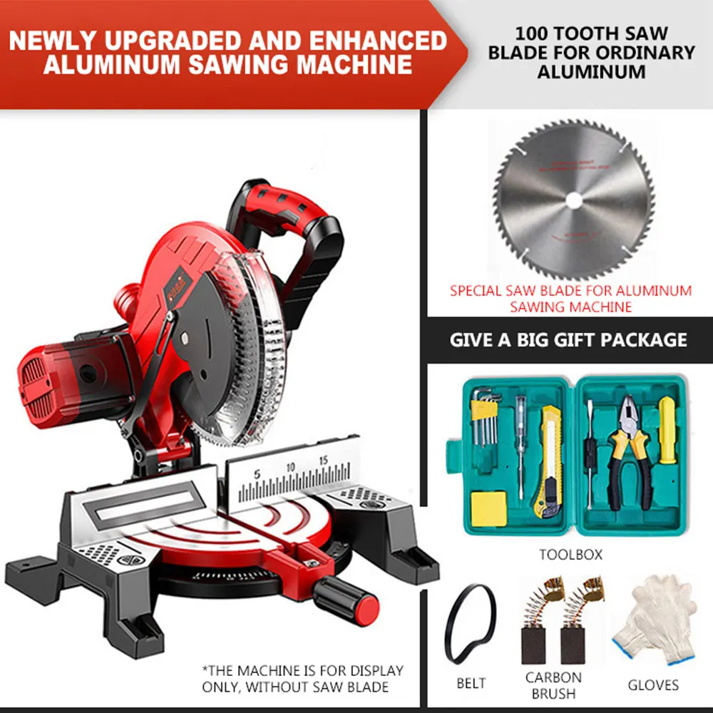 Electric Saw Aluminum Machine 220V/1800W Multifunctional Circular Saw 45 Degree Cutting Miter Sawing Aluminum Machine 10 Inch