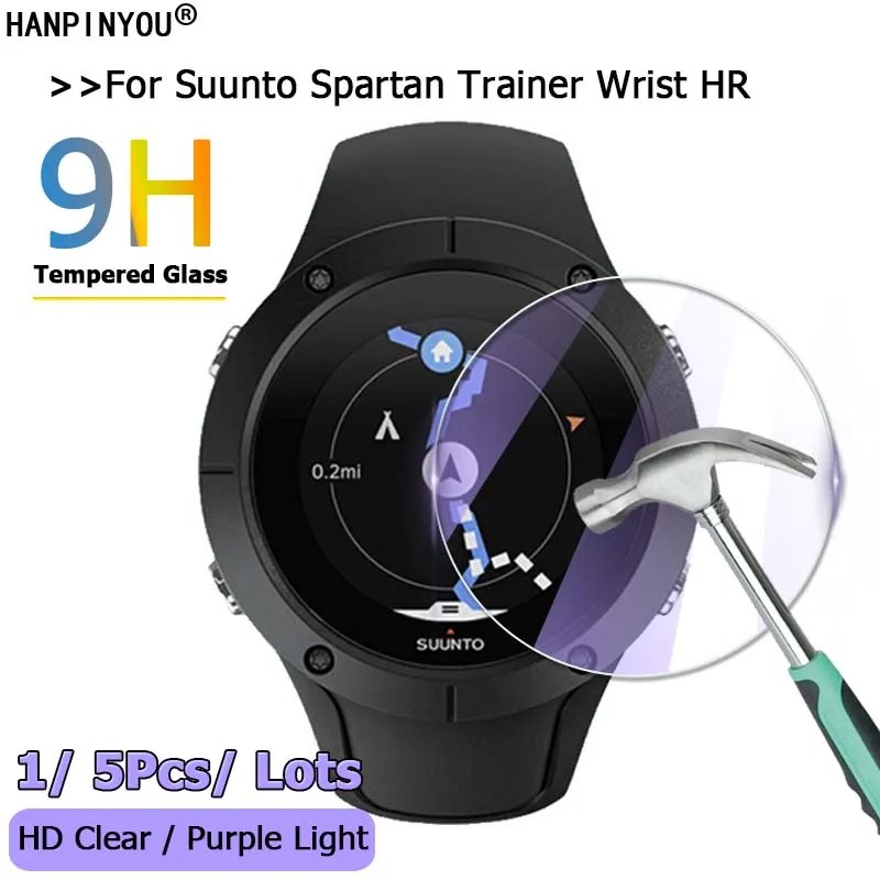 For Suunto Spartan Trainer Wrist HR GPS Watch Ultra Clear / Anti Purple Light 2.5D Tempered Glass Film Screen Protector Guard