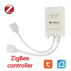 Tuya zigbee controlador rgb rgb rgbcw para faixa de luz 5v-24v controlador led inteligente vida inteligente app alexa google casa