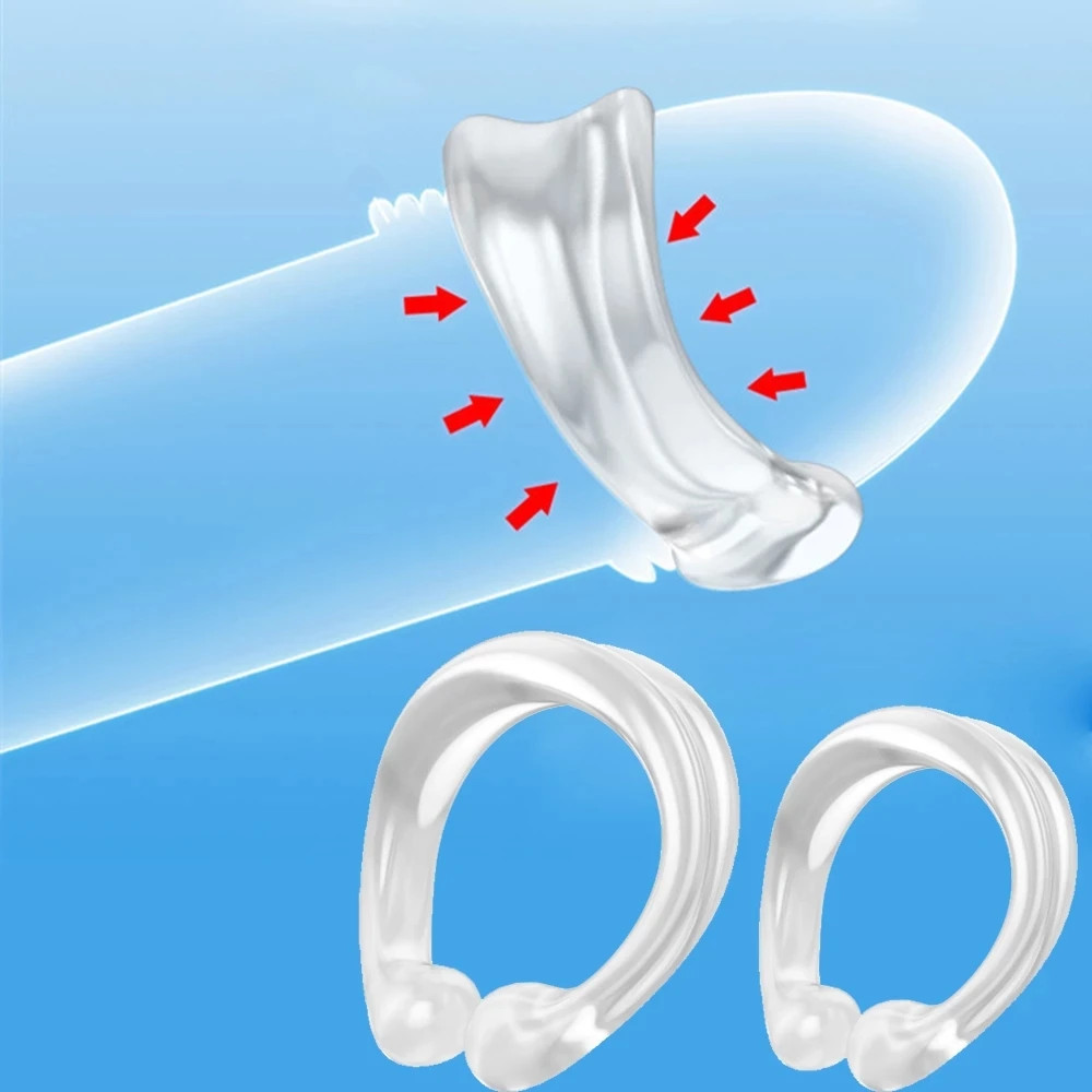 2PCS Reusable Foreskin Corrector for Men Sex Toys Cock Ring Delay Ejaculation Glans Training Penis Stretcher Sexshop