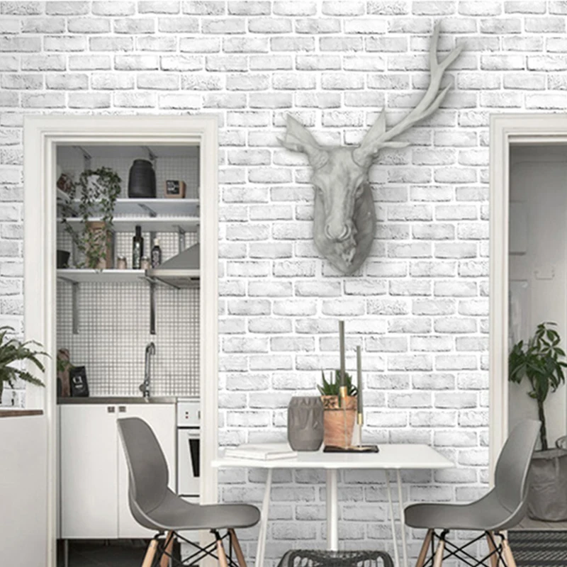 PVC Wallpaper Modern 3D Stereo White Brick Wall Paper Living Room Dining Room Home Decor Self-Adhesive Waterproof Vinyl Stickers