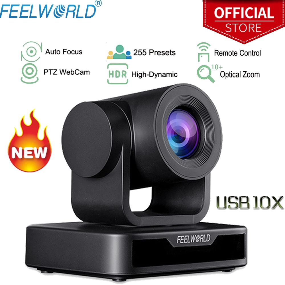 

Камера видеоконференции FEELWORLD USB10X PTZ с 10-кратным оптическим зумом, USB 2,0 Full HD 1080P, поддержка прямой трансляции, Skype MSN Lync