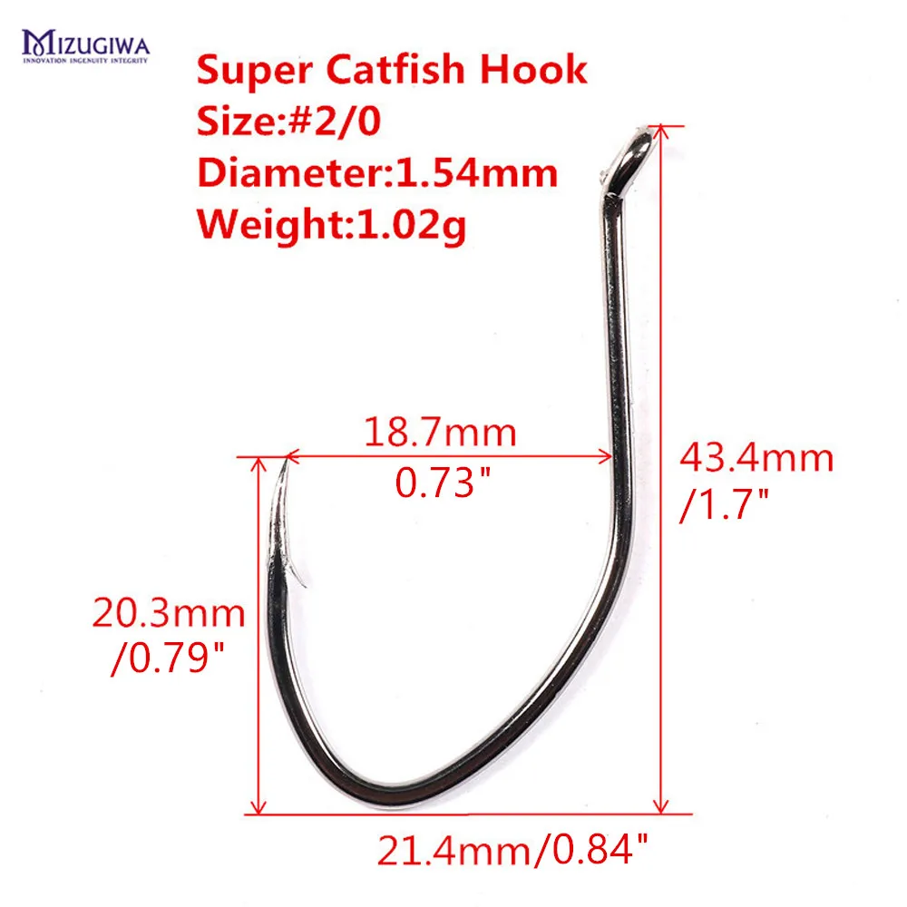 25 pcs Super Catfish Hook Sharpened Fishing Hook 1/0 2/0 Black Nickel Sharp Hooks Tackle Pesca Heavy Gauge High Carbon Steel