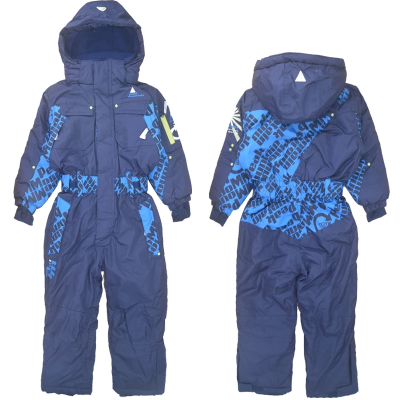 Children\'s winter outdoor one-piece ski suit windproof and snow-proof water plus velvet thickening snow ski equipment coverall