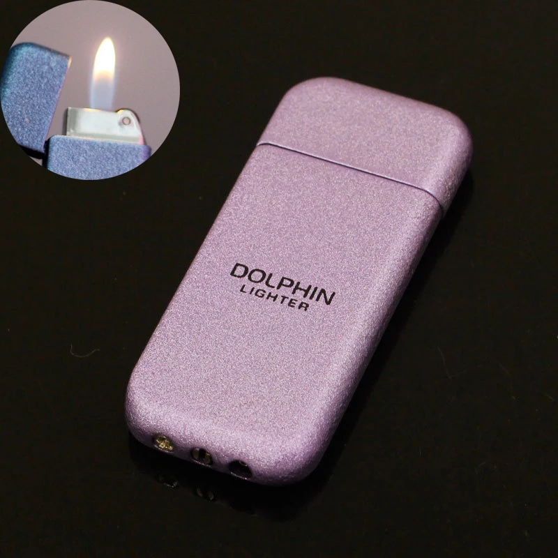 Cute Girl Pink Lighter Refillable Butane Gas Ultrathin Metal Cigarette Flame Lighter For Smoking Novelty Gadgets