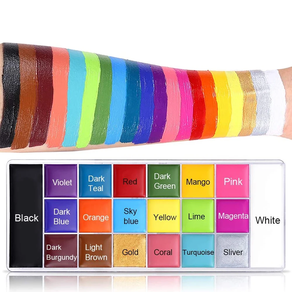 20 Colors Safe Cosmetic Flash Tattoo Painting Art Halloween Party Makeup Fancy Dress Beauty Palette Face Body Painting Oil