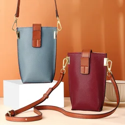 Bolso pequeño de cuero genuino para teléfono móvil, bolsa de hombro de lujo para mujer, a la moda, 2023