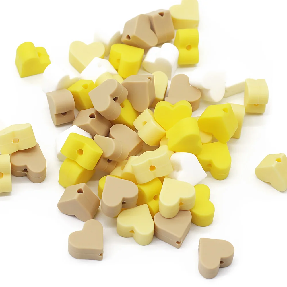 Cute-idea 10pcs Heart-shaped Silicone Beads Baby Teething Chewable Teethers DIY Pacifier Chain Toys Accessories Baby Nurse Gift
