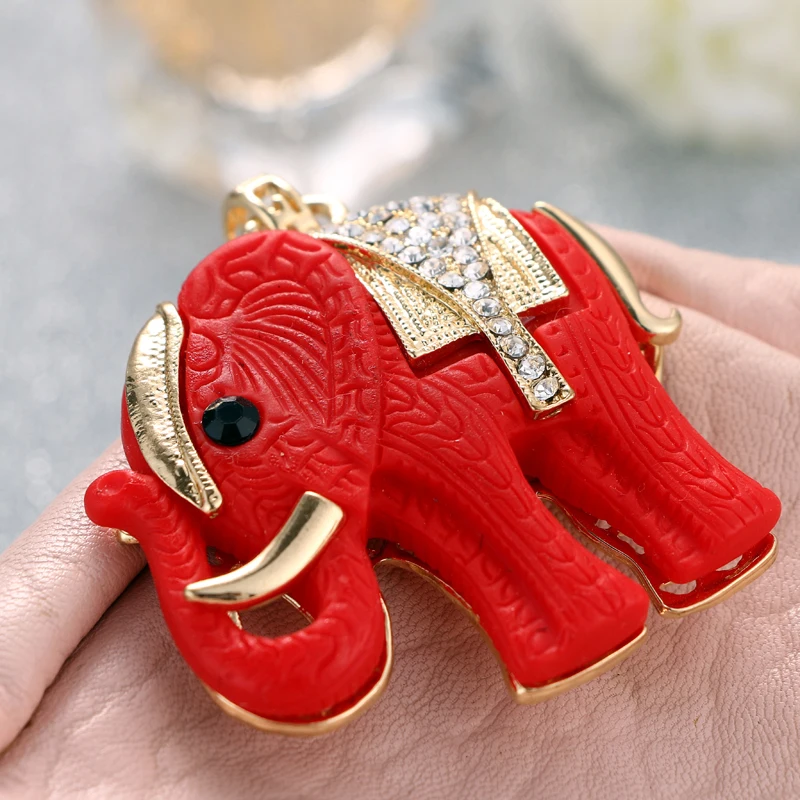 2021 spring fashion new cute rhinestone red resin elephant bag wallet keychain birthday party gift