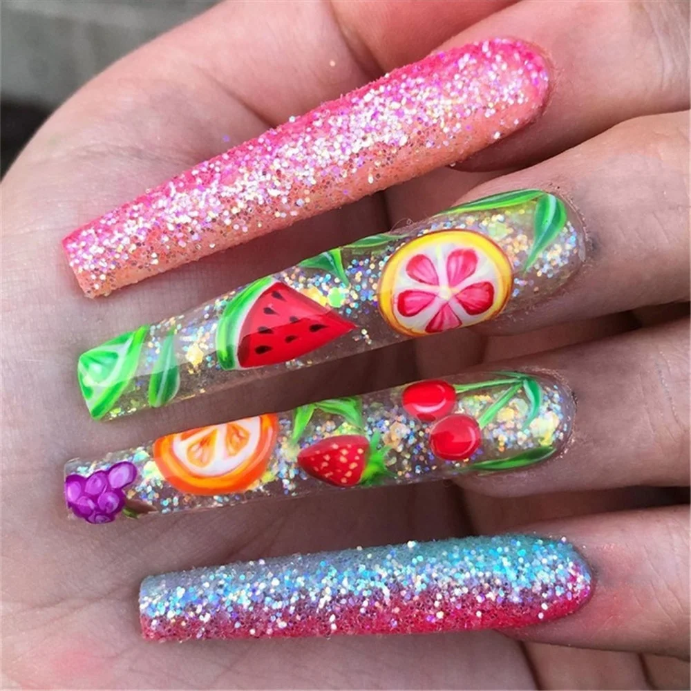 Mixed 3D Fruit Slices Sticker Polymer Clay DIY Designs Slice Lemon Nail Art Sliders Nails Art Decors Women Nail Tips Nail Art