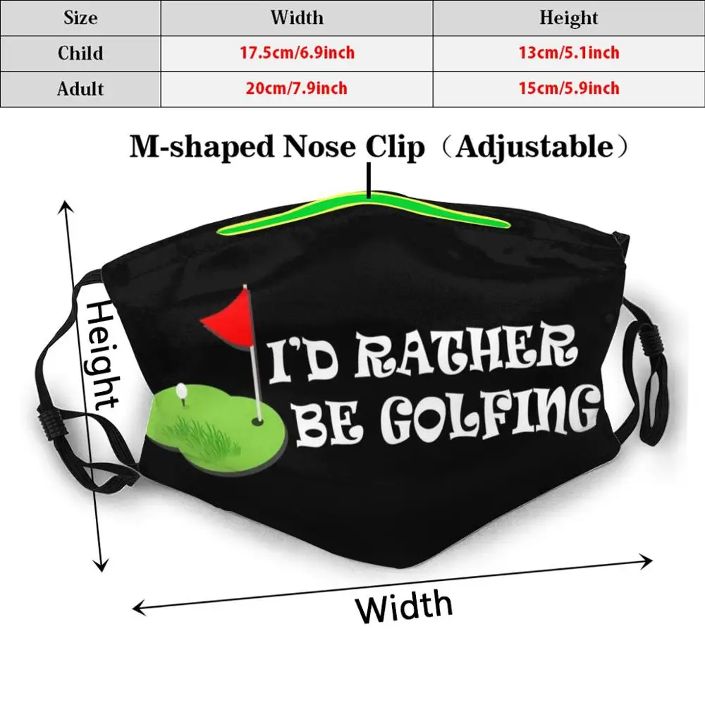 재미있는 골프 페이스 마스크, 나는 차라리 골프 페이스 마스크, 검역 페이스 마스크, 인쇄, 세척 가능한 필터, 방진 입 마스크, id오히려