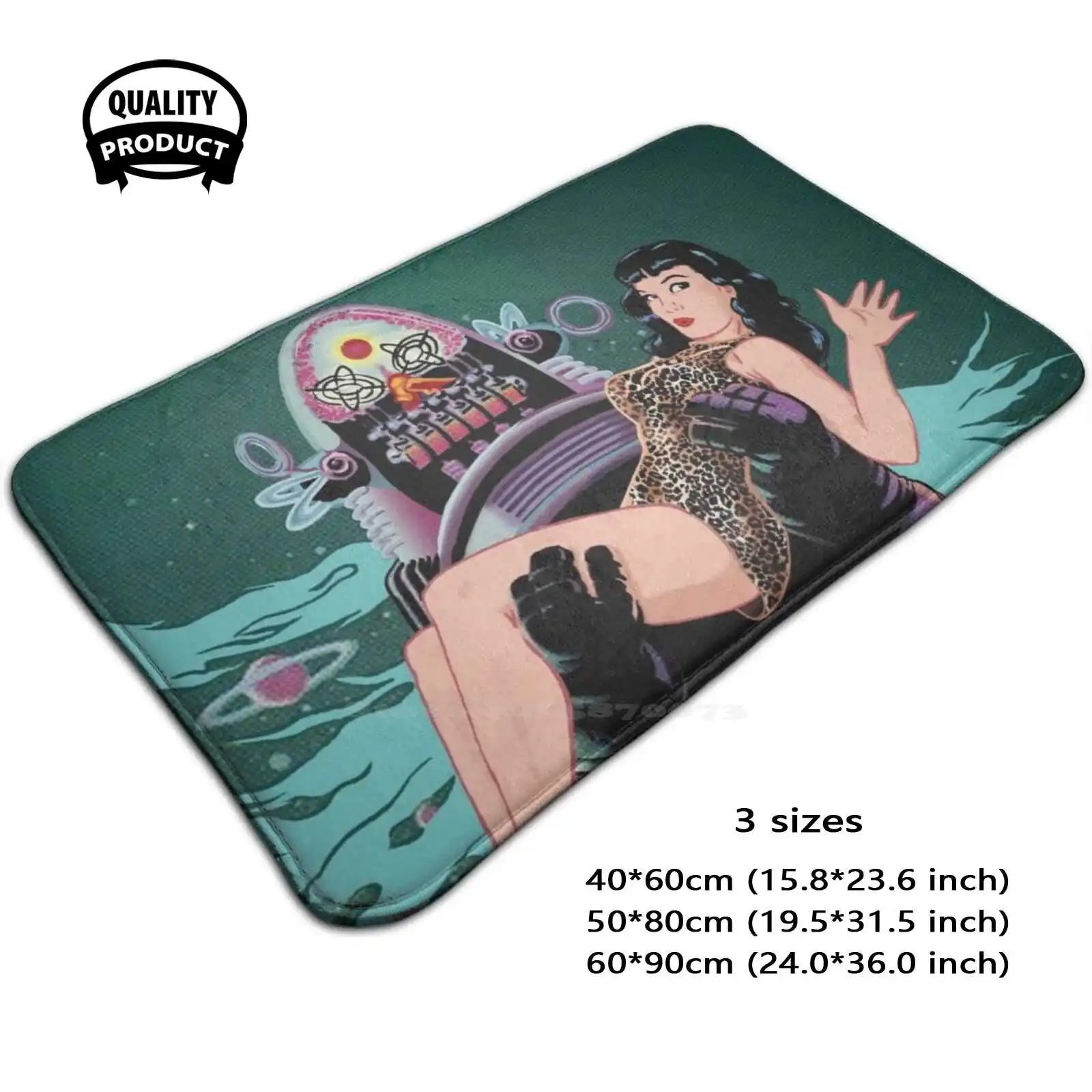 Robby And Bettie Soft Cushion Car Home Carpet Door Mat Robby The Robot Robbie Bettie Page Science Fiction Forbidden Planet