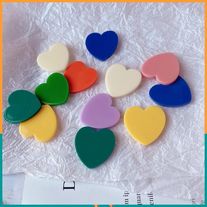20Pcs Heart Shape Flatback Resin Planar Acrylic Crafts Fit Phone Deco Parts DIY Scrapbooking Hair Bows Center Accessories 25mm