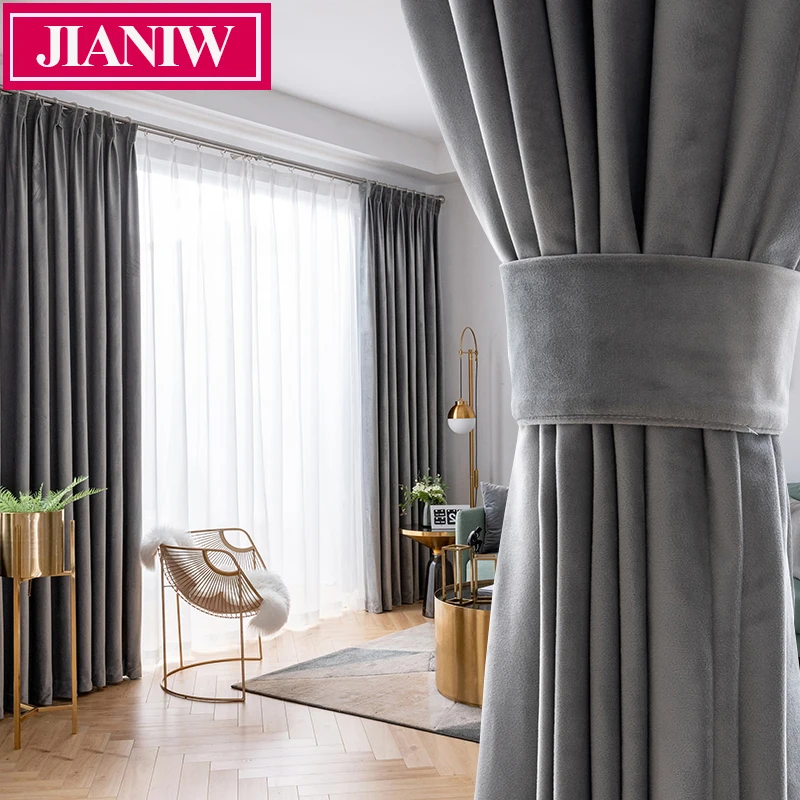 

JIANIW Solid Luxurious Velvet Blackout Curtain Super Soft Window Curtains Drapes Shades for Living Room Bedroom Custom Made