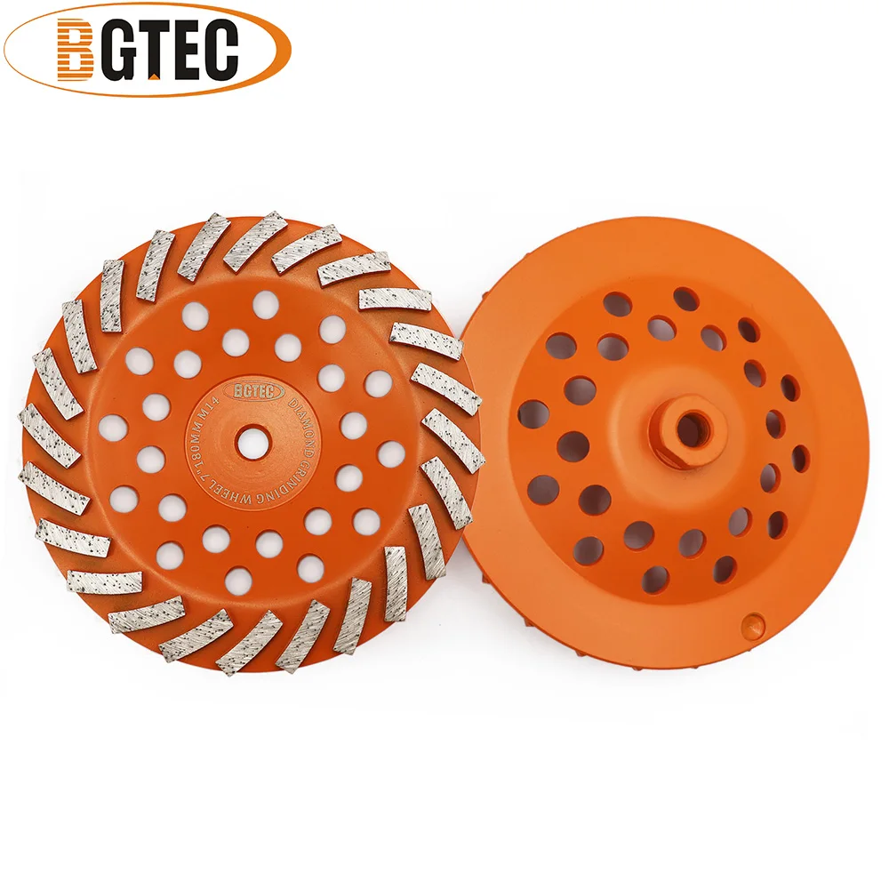 

BGTEC 2pcs 7inch Diamond Turbo Row Grinding Cup Wheel 180mm Grinding disc for concrete, Masonry, construction material