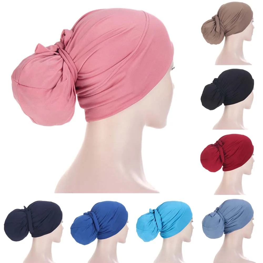 Hồi Giáo Hijabs Nữ Beanies Skullies Nút Thắt Bonnet Băng Đô Cài Tóc Turban Gọng Tóc Nón Hóa Trị Ung Thư Chủ Đề Bandanas Ả Rập Hồi Giáo Headwrap Khăn Trùm Đầu Mới