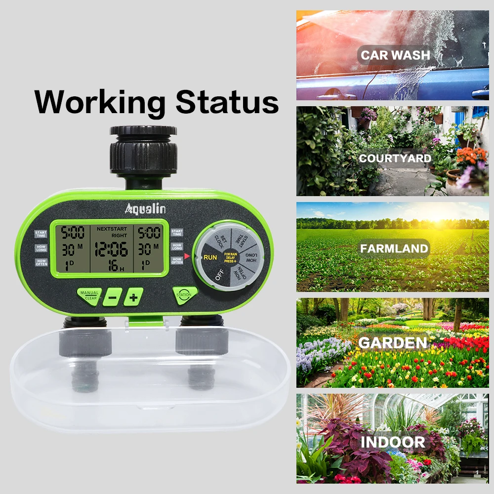 Two Outlet Garden Digital Electronic Water Timer Solenoid Valve Garden Irrigation Controller for Garden Yard Automatic watering