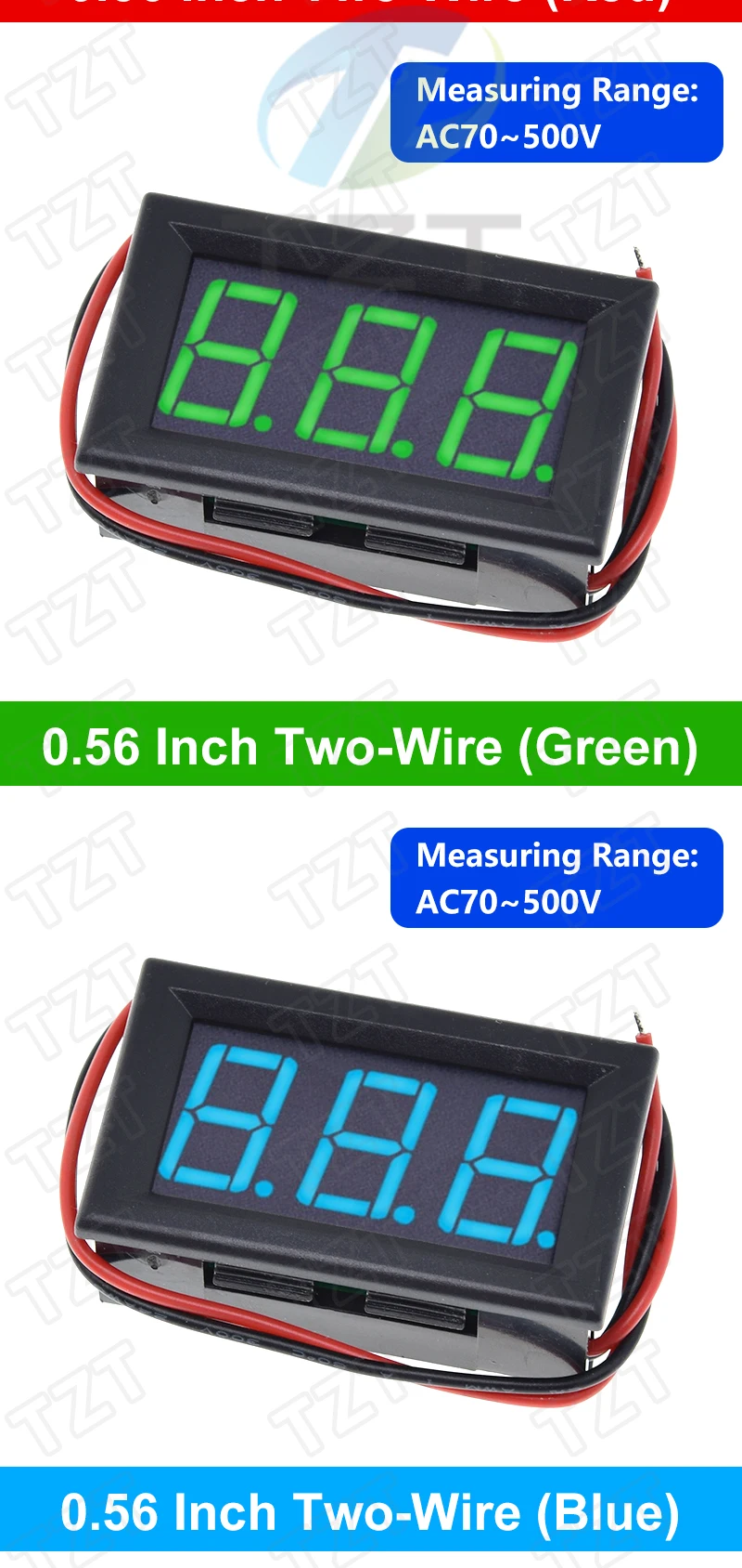 Spannungsprüfer-Modul AC 70-500V 0,56 Zoll Digitales Spannungsmessgerät Spannungsanzeige Rot/Blau/Grün 2-Draht – Detail 2