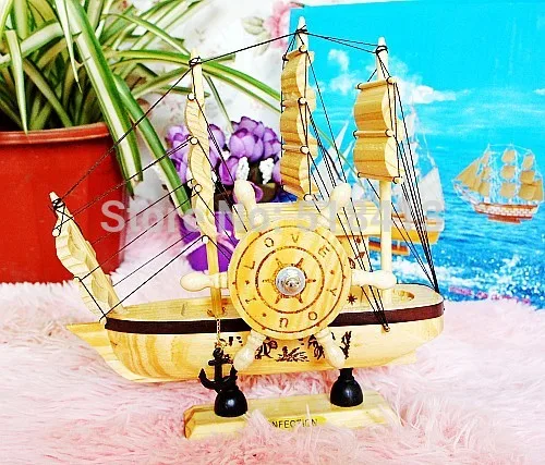 Pirate Ship Wooden Sailing Boat Furnishing Articles Music Household Decoration Smooth Boyfriend Gift Box Educational Student