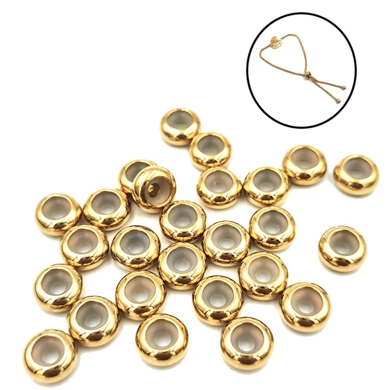 20pcs Stainless Steel Round Beads Silicone Rubber Smooth Spacer Stopper Beads Fit Bracelet Bangle DIY Jewelry Bead Charm