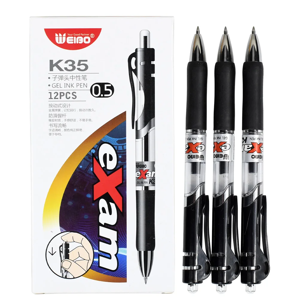 

K35 Retractable liquid gel pens black ink Colored gel pen set 0.5 mm Replaceable refills Office school supplies Stationery