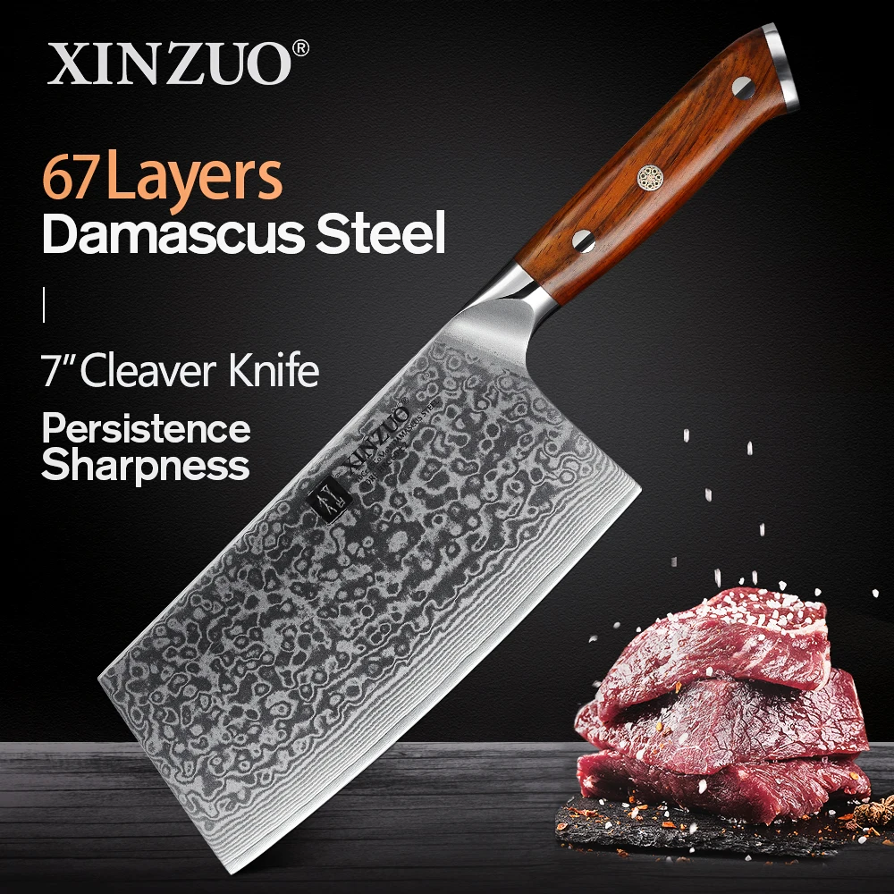 

XINZUO 6.5" Inches Slicing Knife Japanese Steel Damascus Steel Kitchen Knives High Quality Cleaver Chef's Knives Rosewood Handle