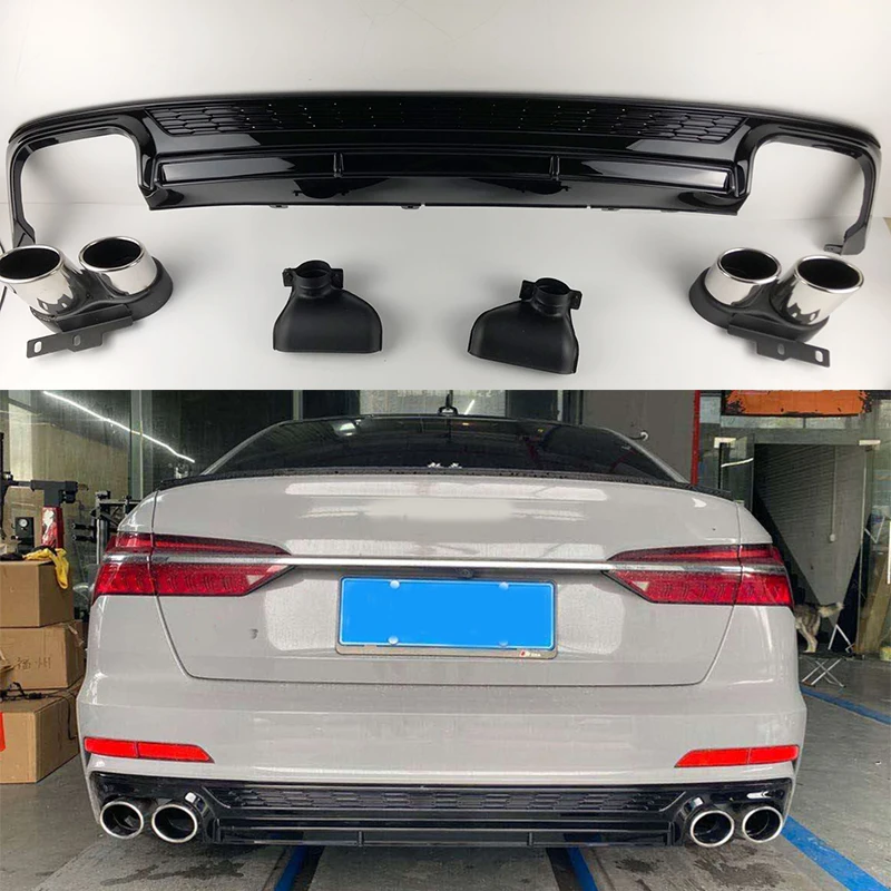 Gloss Black Rear Bumper Lip Spoiler Diffuser für Audi A6 S6 S-line C8 2019–2021: Perfekte Optik und Funktion im Test