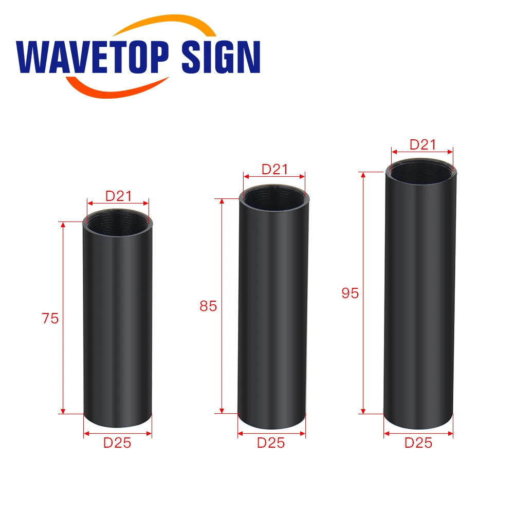 WaveTopSign CO2 Laser Lens Tube OD 25mm ID 21mm for Lens Dia.20mm FL50.8mm Double-head Teeth for CO2 Laser Cutter