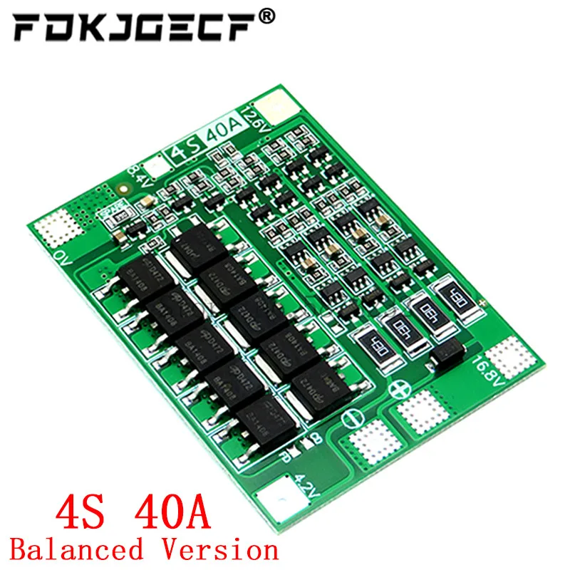 4S 40A Li-ion Lithium Battery 18650 Charger PCB BMS Protection Board with Balance For Drill Motor 14.8V 16.8V Lipo Cell Module