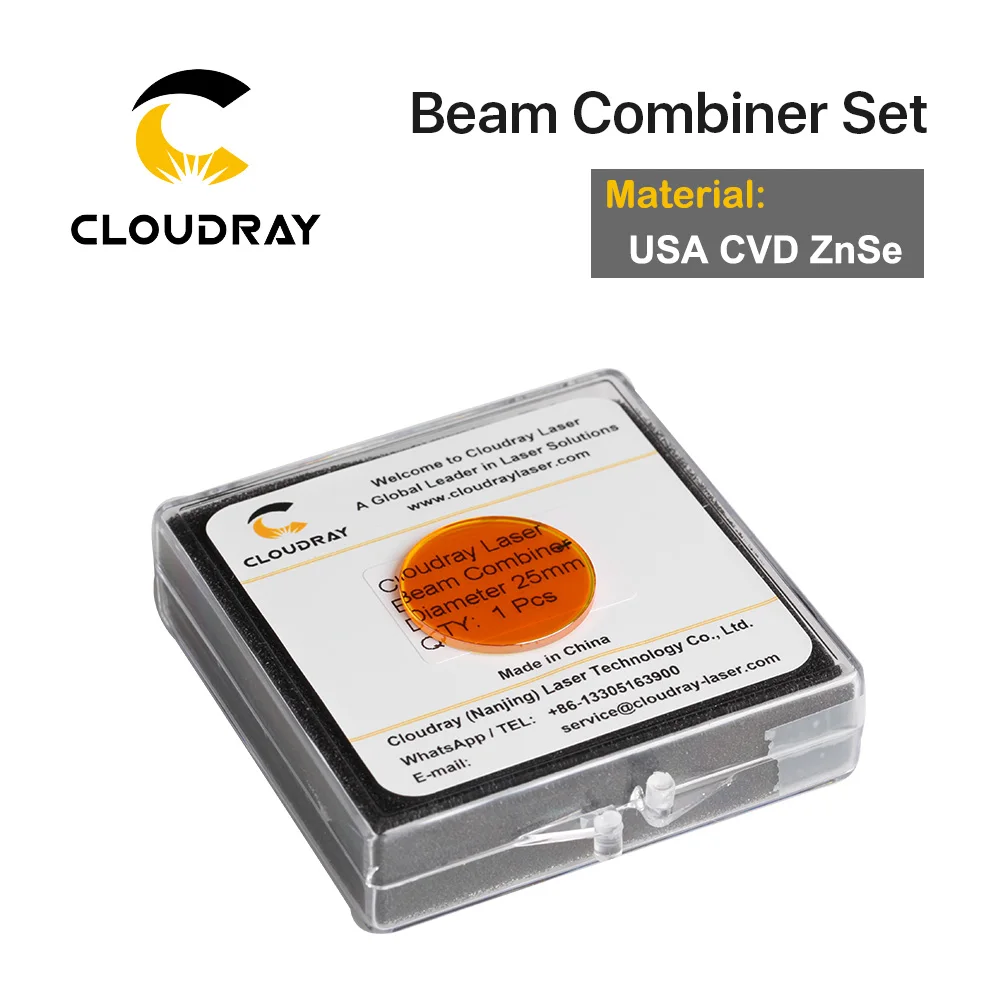 Cloudray-ZnSe Laser Beam Combiner Set, Beam Combiner, Mount, ponteiro laser para gravação a laser CO2, máquina de corte, 20mm, 25mm