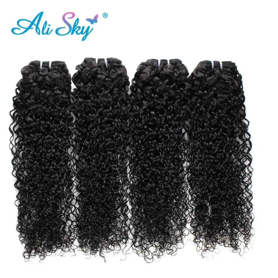 Ali Sky Braziliaanse Kinky Krullend Haar Bundels Remy Human Hair Extensions Natuur Kleur 1/3/4 Pcs Dikke Kinky Krullend weave Bundels