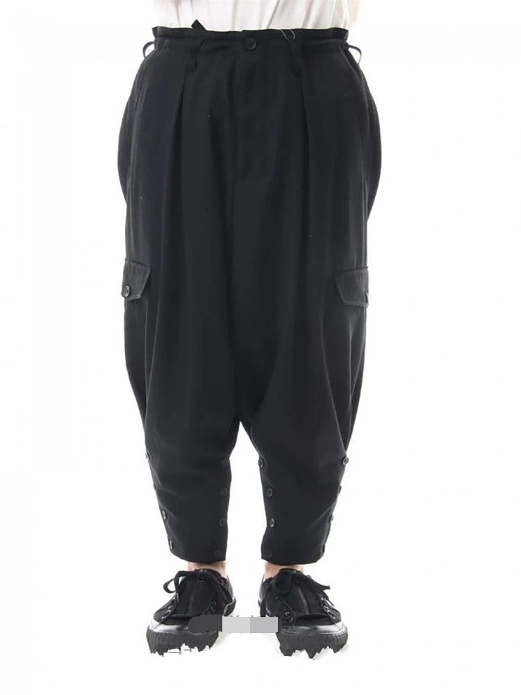 Men's 2020 hair stylist fashion trend plus-size loose-fitting casual nine quarter pants Harem pants plus-size clothing