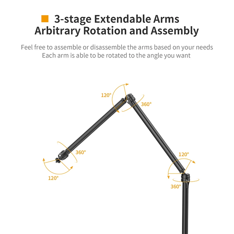 VIJIM LS08 04 06 Desk Mount Stand C-clamp Mount Flexible Arm Extend Light Stand With 360° Ballhead Mic Stand Ring Light Bracket