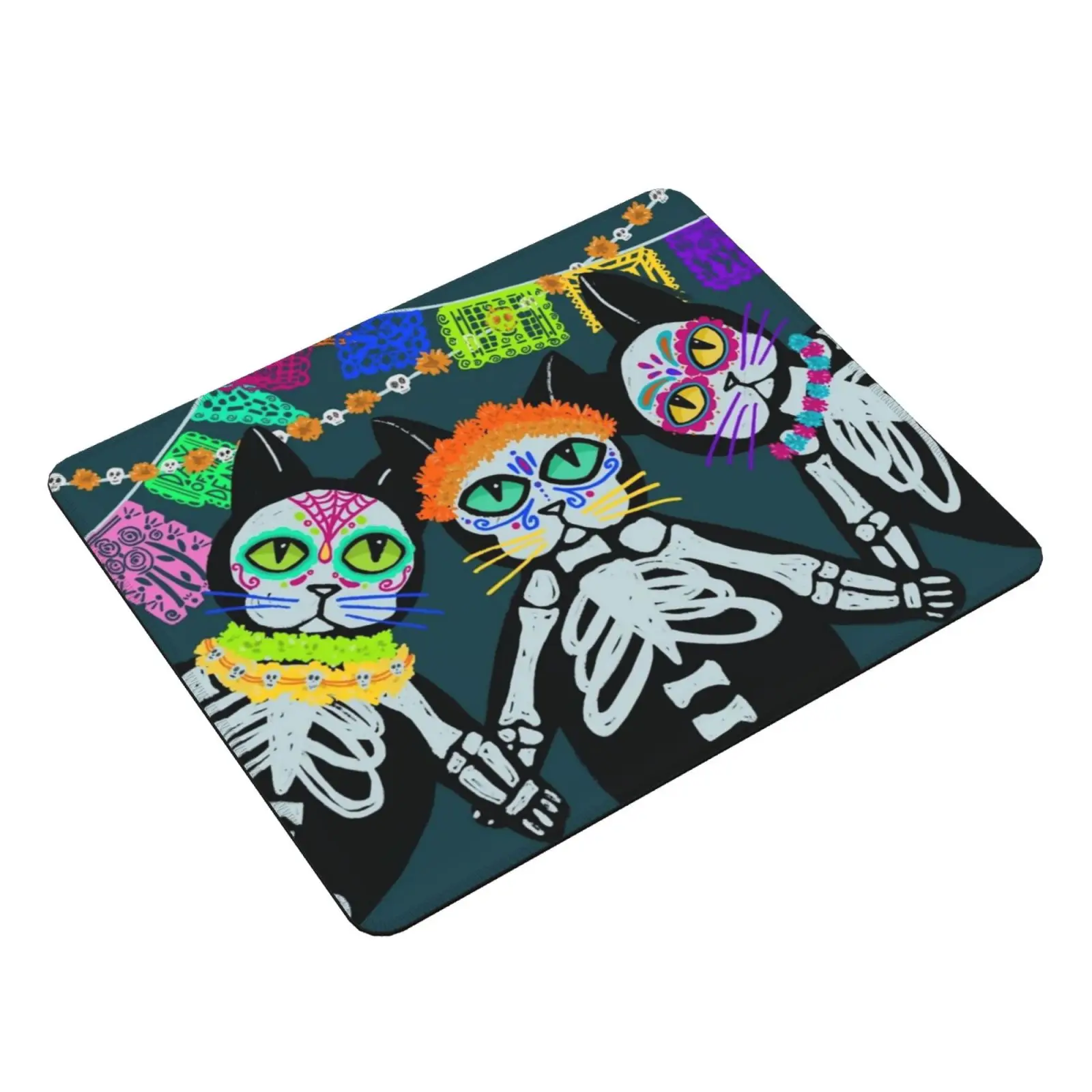 Day Of The Dead Cat Mouse Pad 108 Cat Black Cat Skull Halloween Dia De Los Muertos Mexico