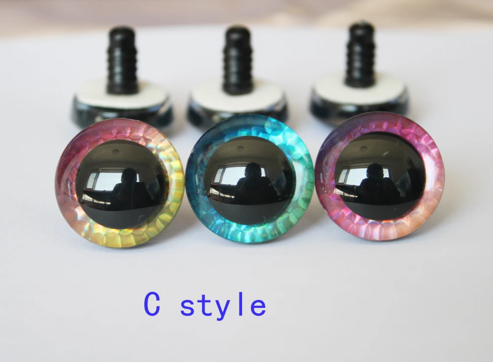 5 Paar Kreaturen-Puppenaugen, gemischte Farben, 12 mm bis 28 mm, rund, komisch glitzernde Spielzeugaugen mit Unterlegscheibe – HC10 – Detail 38